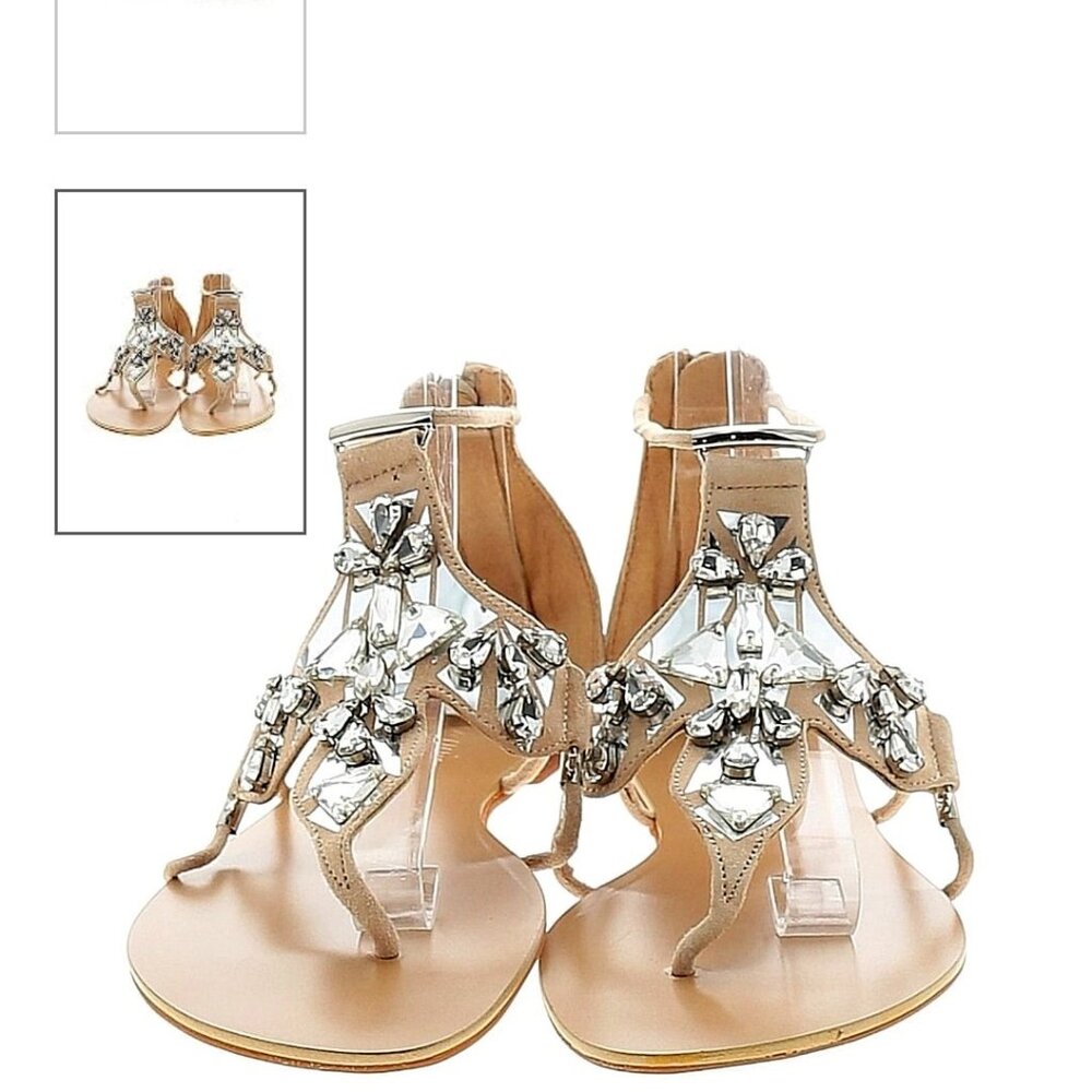 Womens Assorted Brands Strappy Rhinestone Nude Bling Sandals Size 8 Womens